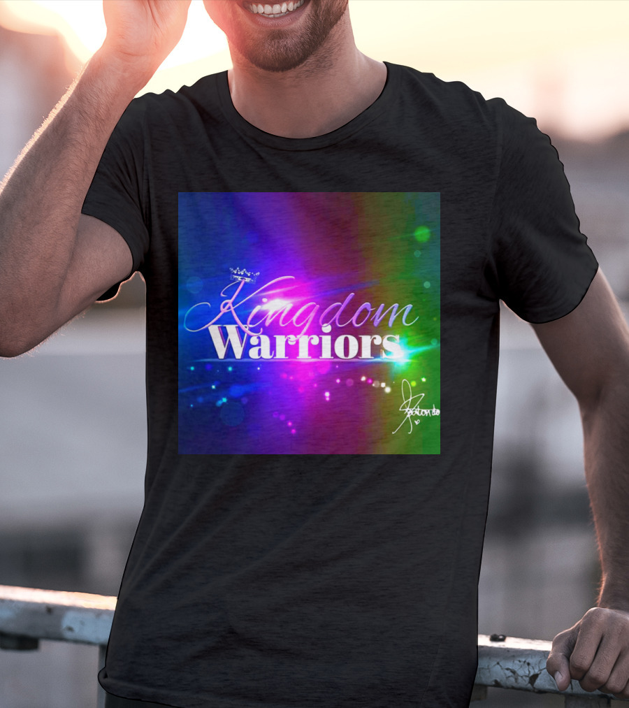 Kingdom Warriors With Crown And Signature In Vibrant Multicolor Light Burst T-Shirt
