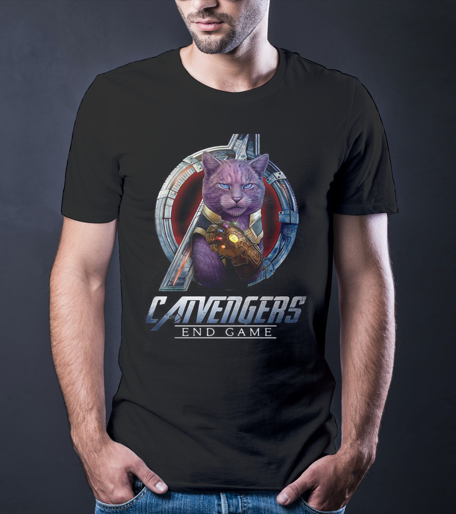 Catvengers End Game Infinity Gauntlet Purple Cat Avengers Iconic T-Shirt