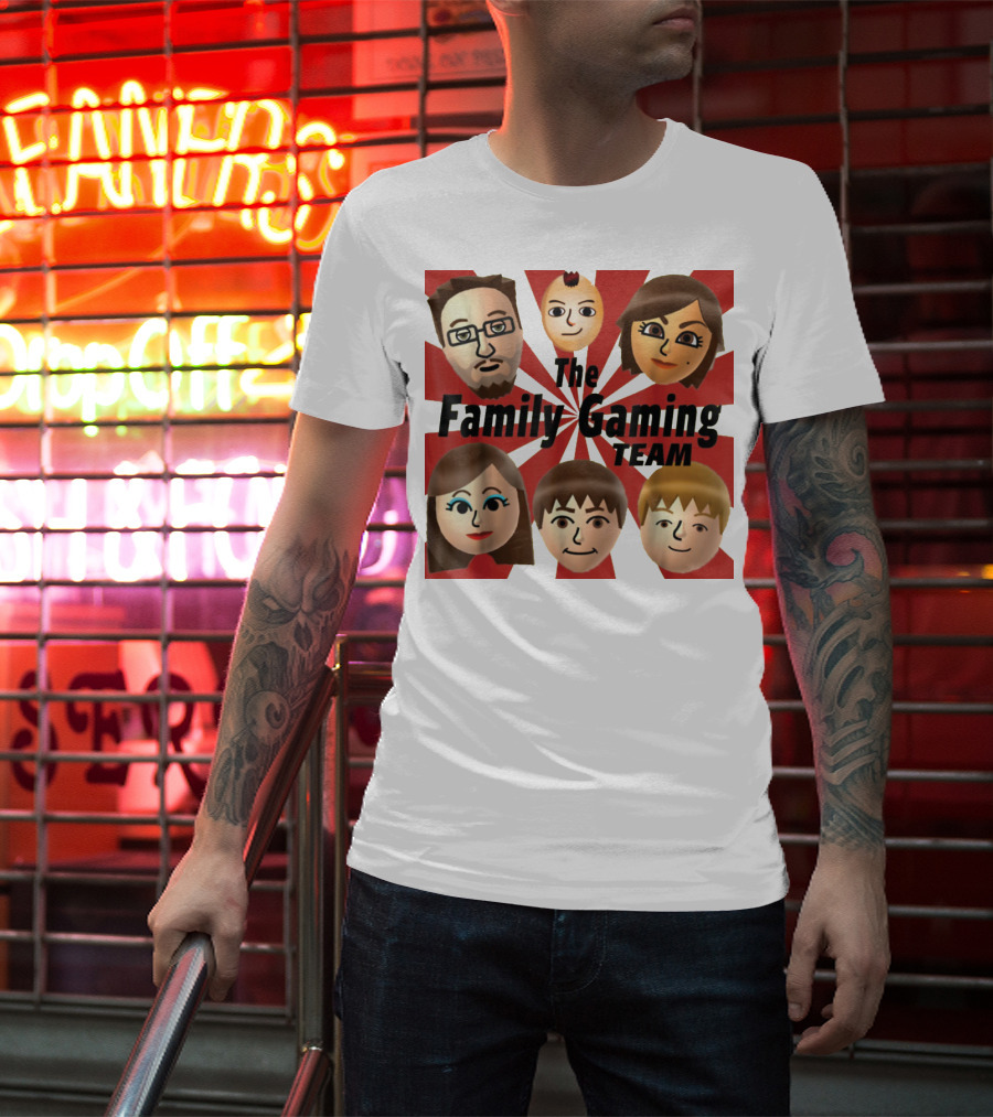 Family Gaming Team Characters With Text Burst T-Shirt
