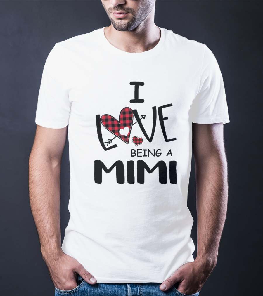 I Love Being A Mimi Heart Arrow Plaid T-Shirt