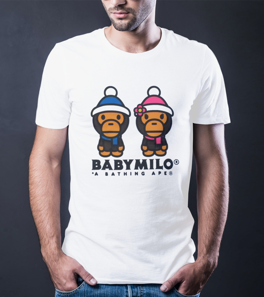 BABY MILO A BATHING APE Blue And Pink Winter Outfits T-Shirt