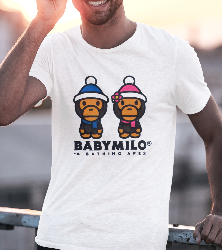 BABY MILO A BATHING APE Blue And Pink Winter Outfits T-Shirt