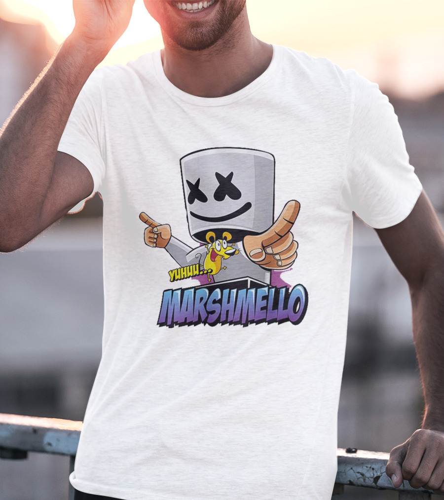 Marshmello Yuhuuu Cartoon Styled Short Sleeve T-Shirt