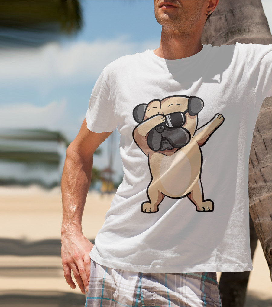 Cool Dabbing Pug With Sunglasses Cute Funny Dog Dab AZP T-Shirt