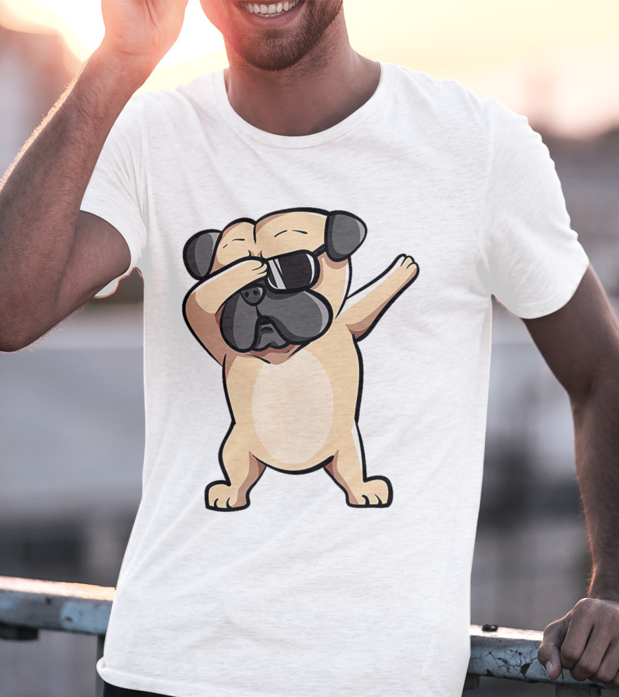 Cool Dabbing Pug With Sunglasses Cute Funny Dog Dab AZP T-Shirt