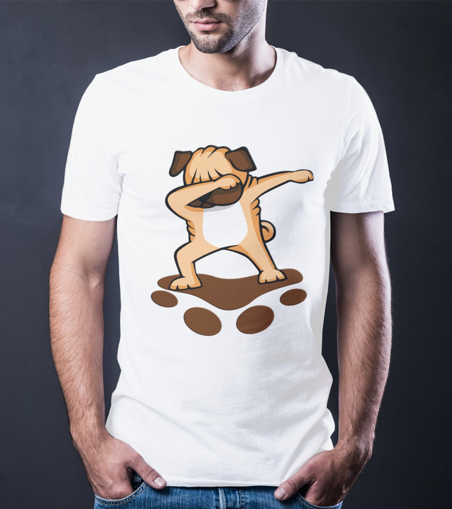 Dabbing Pug Dog With Paw Prints Funny Pug Owner T-Shirt