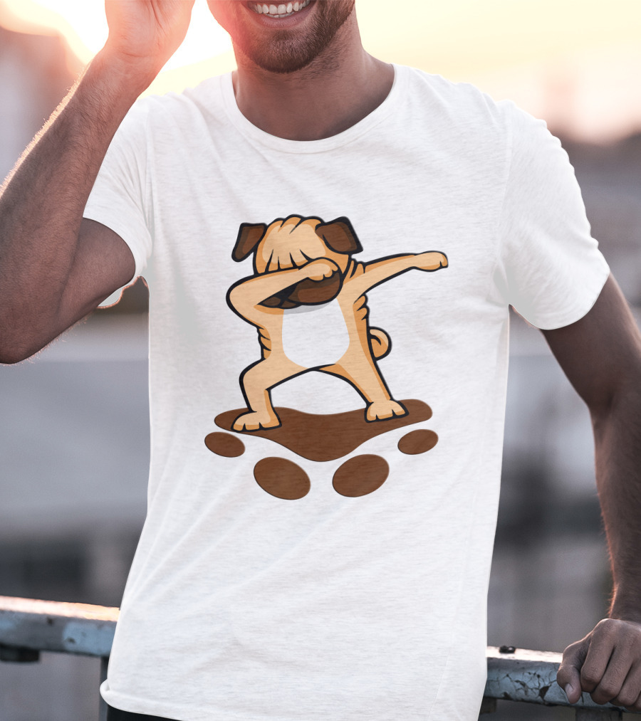Dabbing Pug Dog With Paw Prints Funny Pug Owner T-Shirt