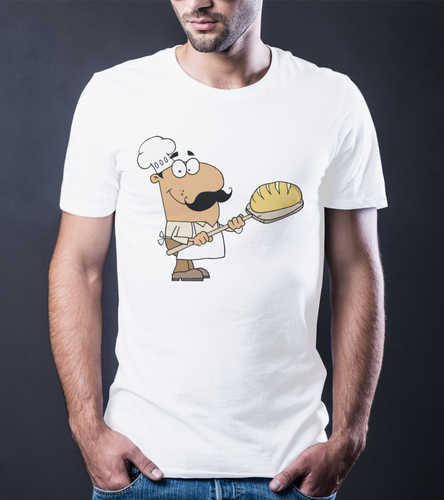 Hispanic Cartoon Bread Maker Man With Chef Hat And Loaf On Paddle T-Shirt