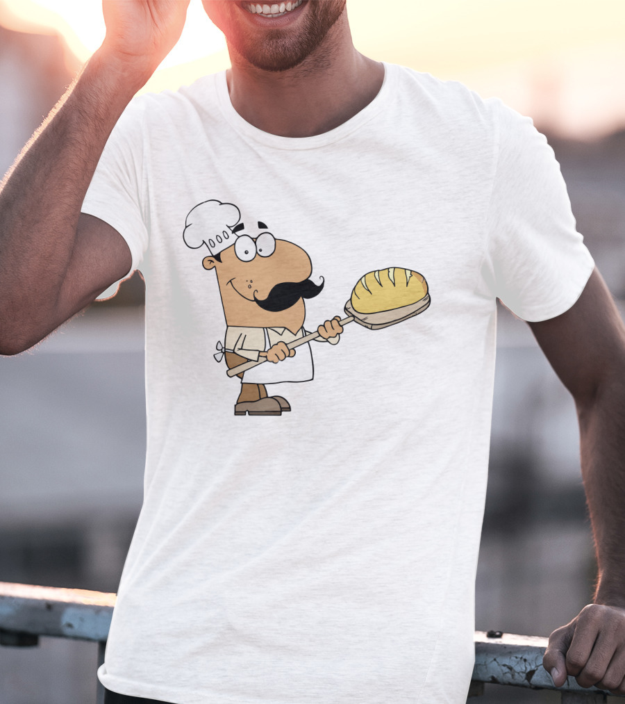 Hispanic Cartoon Bread Maker Man With Chef Hat And Loaf On Paddle T-Shirt