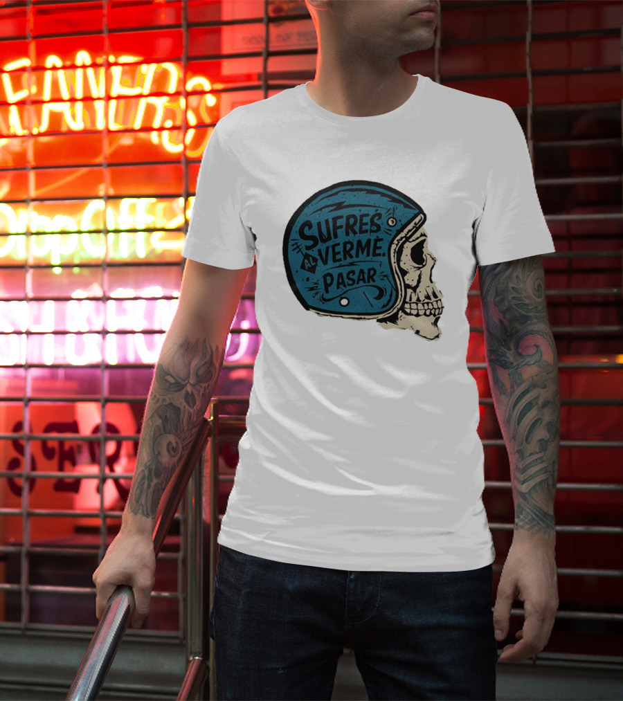 Sufres Al Verme Pasar Skull Helmet Cartoon Character T-Shirt
