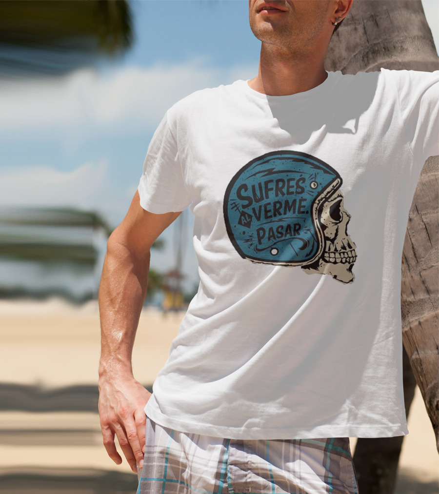 Sufres Al Verme Pasar Skull Helmet Cartoon Character T-Shirt