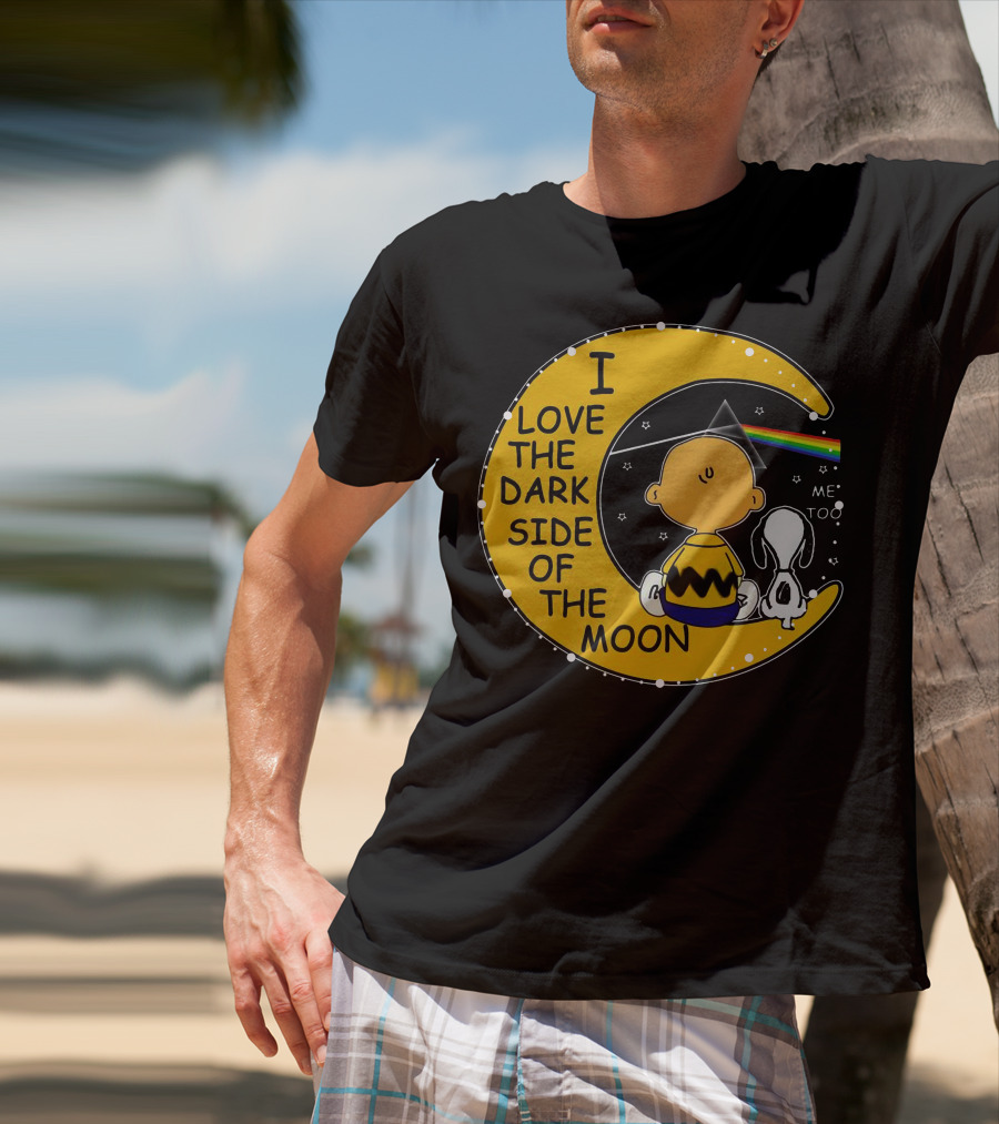 I Love The Dark Side Of The Moon Charlie Brown Snoopy Rainbow Prism Moon T-Shirt