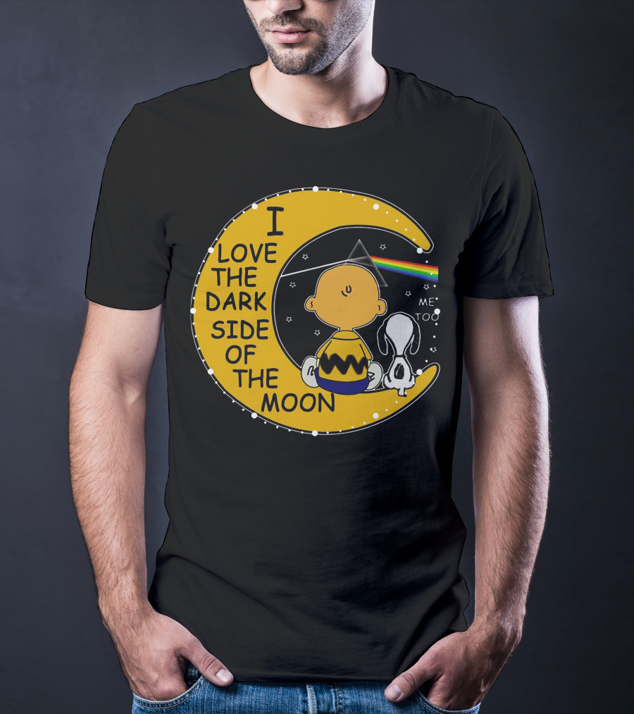 I Love The Dark Side Of The Moon Charlie Brown Snoopy Rainbow Prism Moon T-Shirt