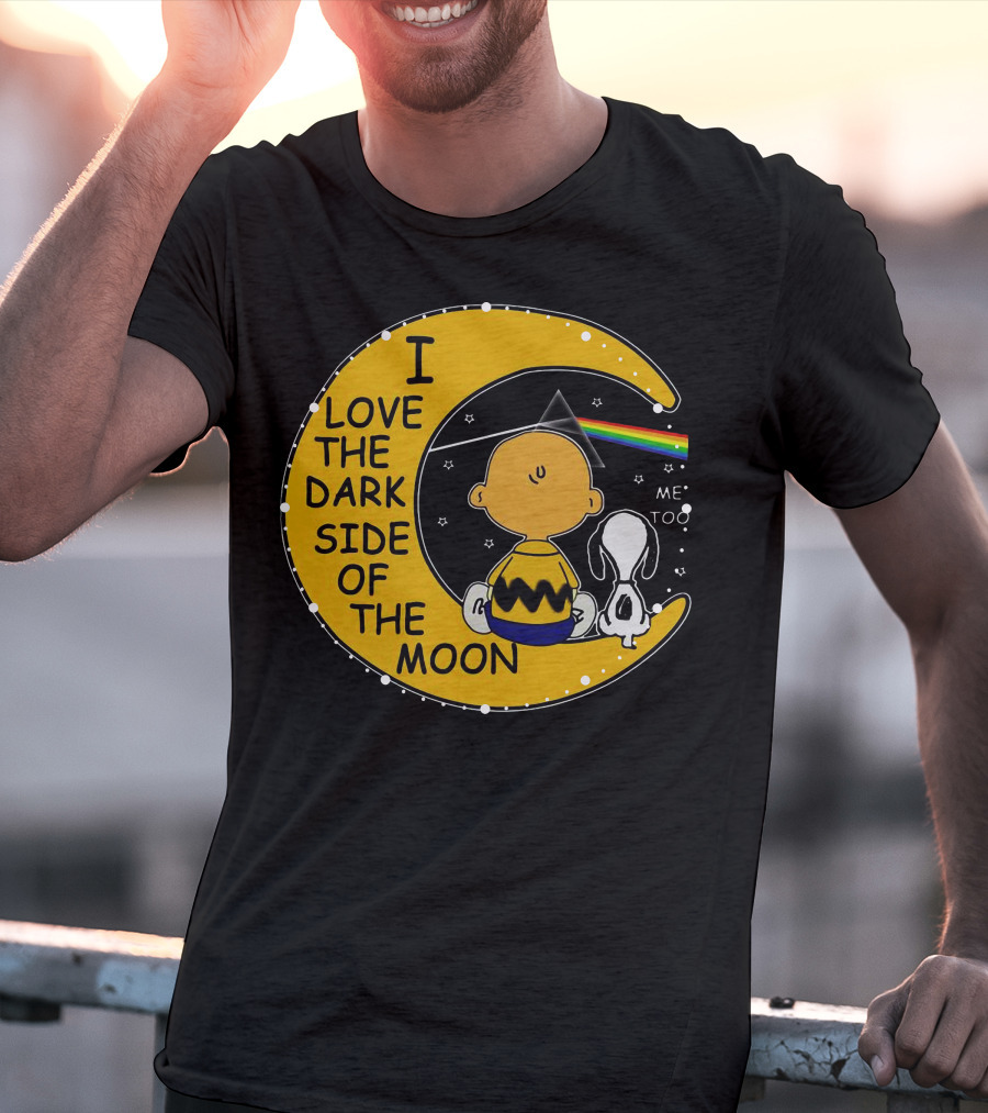 I Love The Dark Side Of The Moon Charlie Brown Snoopy Rainbow Prism Moon T-Shirt