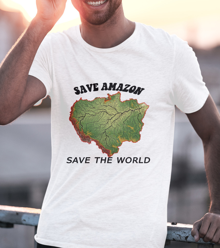 Save Amazon Save The World Map T-Shirt