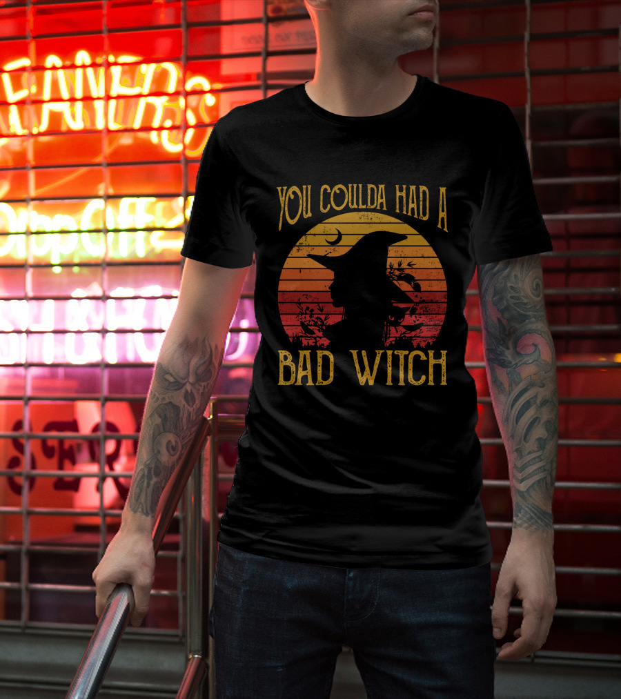 You Coulda Had A Bad Witch Vintage Sunset Witch Hat Halloween T-Shirt