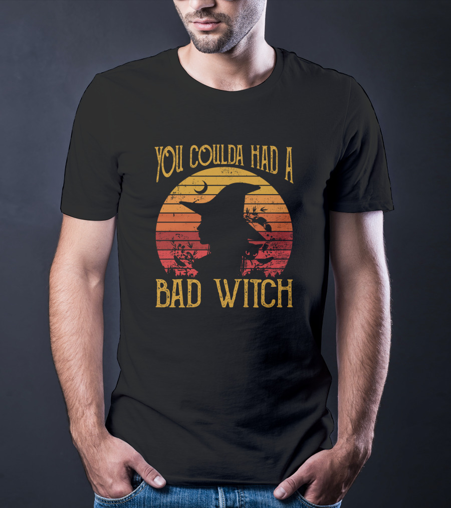 You Coulda Had A Bad Witch Vintage Sunset Witch Hat Halloween T-Shirt