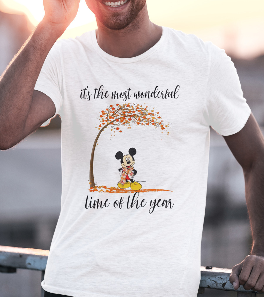Disney Mickey It's The Most Wonderful Time Of The Year Autumn Tree T-Shirt