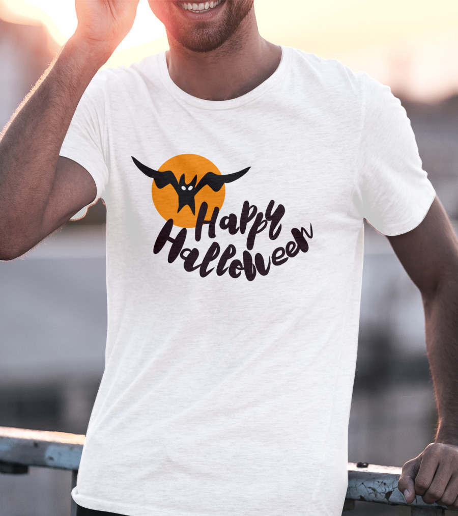 Happy Halloween Cartoon Bat T-Shirt