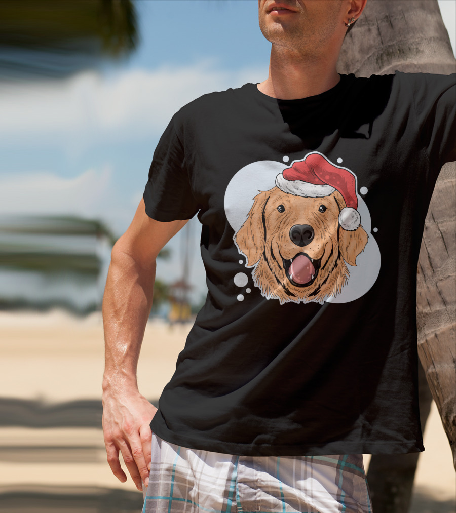 Christmas Dog Santa Claus Hat T-Shirt