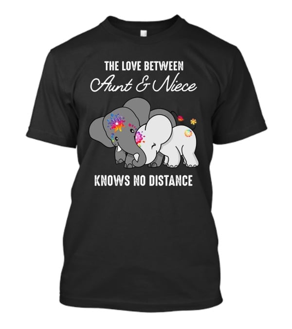The Love Between Aunt And Niece Knows No Distance Elephants With Colorful Flowers T-Shirt