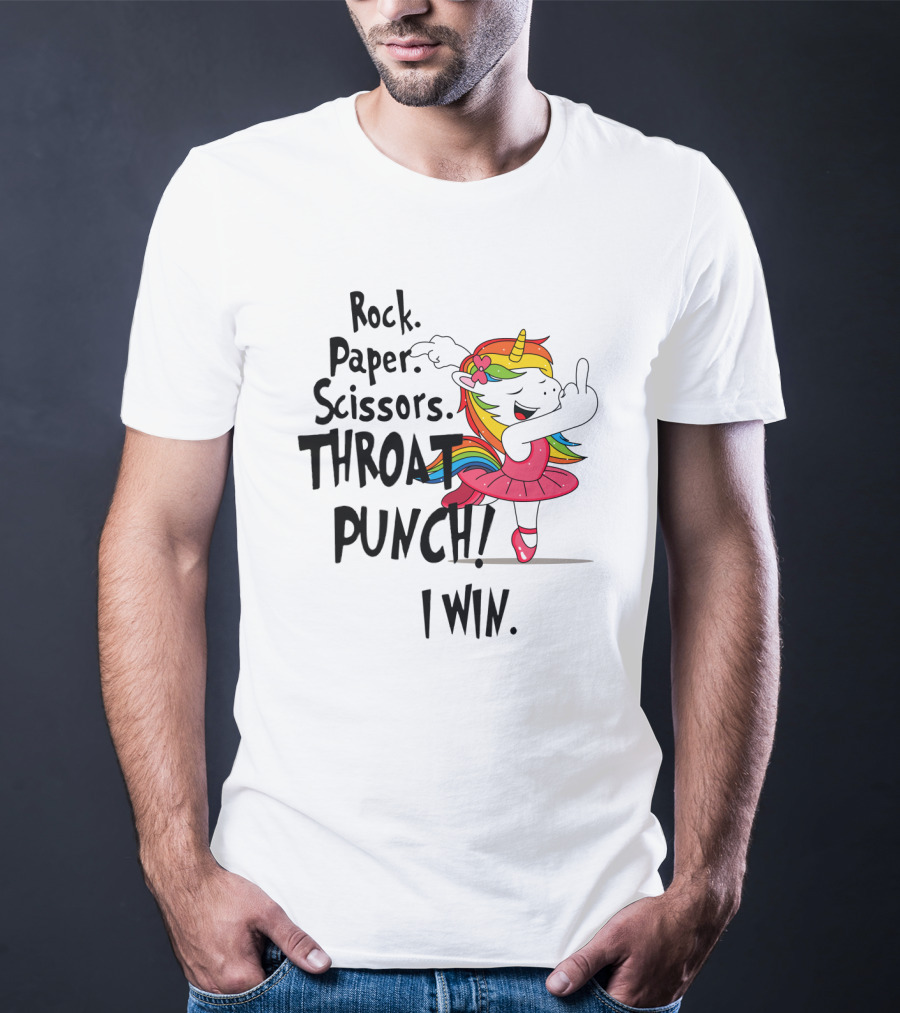 Unicorn Ballet Rock Paper Scissors Throat Punch I Win T-Shirt