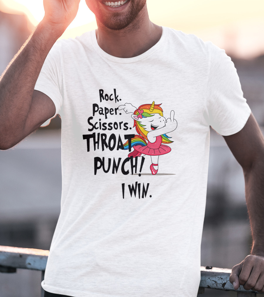Unicorn Ballet Rock Paper Scissors Throat Punch I Win T-Shirt