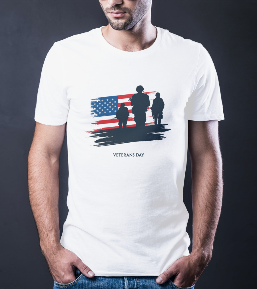 Veterans Day USA Flag With Soldier T-Shirt