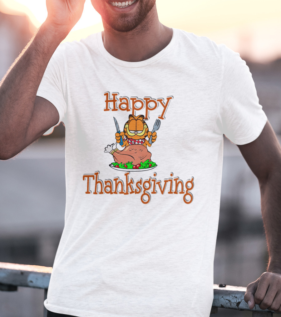 Happy Thanksgiving Garfield Turkey Feast T-Shirt