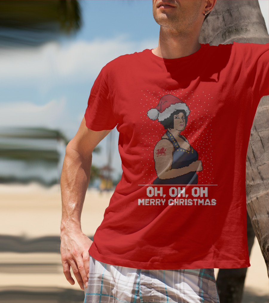 Oh Oh Oh Merry Christmas Santa Hat Tattoo T-Shirt