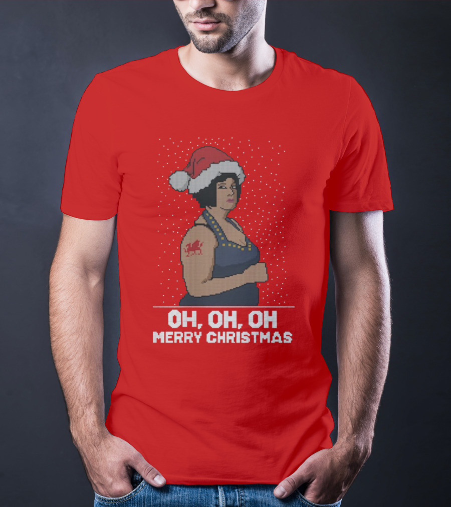 Oh Oh Oh Merry Christmas Santa Hat Tattoo T-Shirt