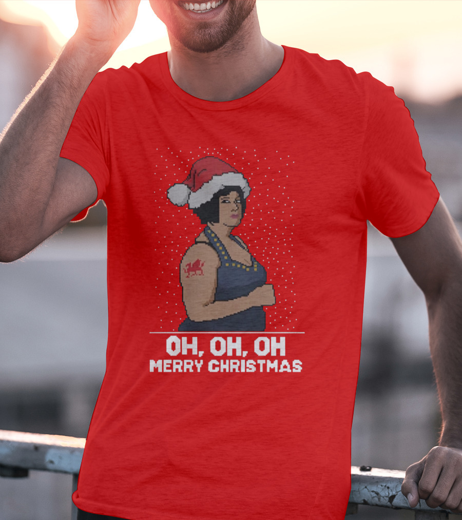 Oh Oh Oh Merry Christmas Santa Hat Tattoo T-Shirt