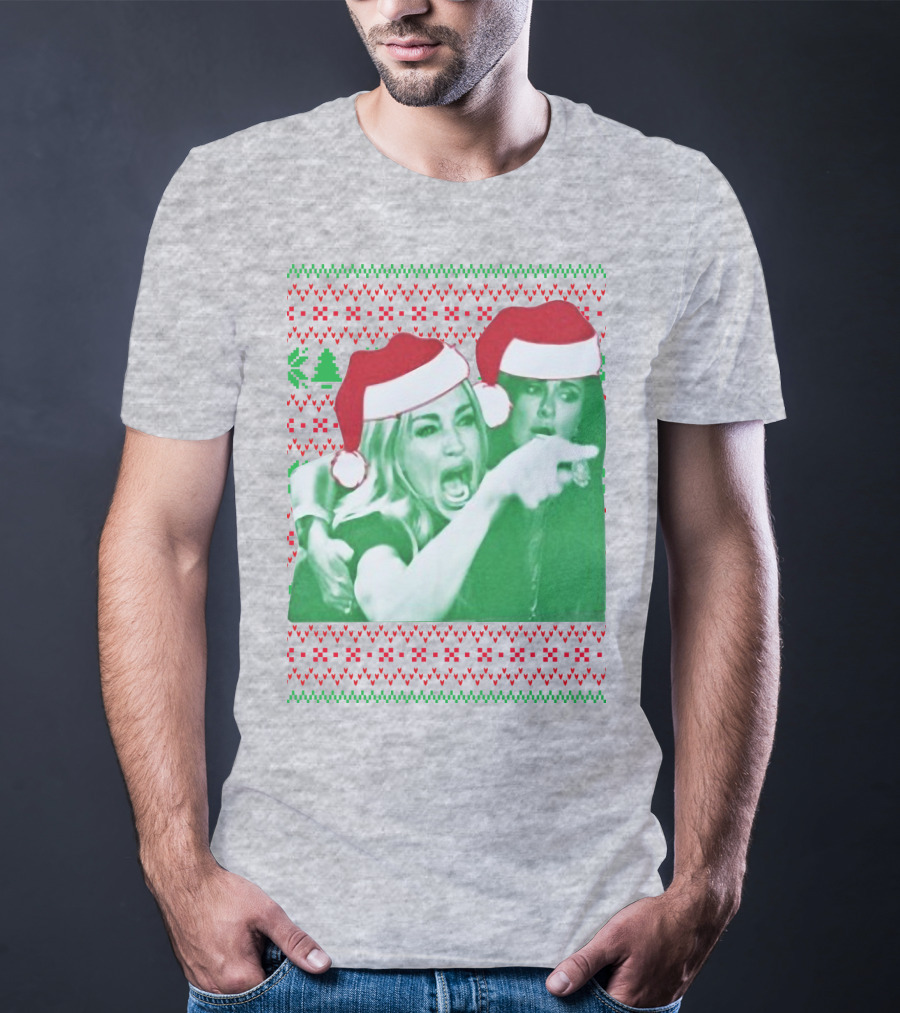 Woman Yelling At Cat Meme Christmas Santa Hats Raglan T-Shirt