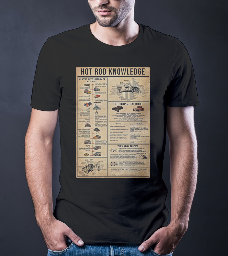 Hot Rod Knowledge Classic Auto History Hot Rods Rat Rods Tips And Tricks Facts T-Shirt