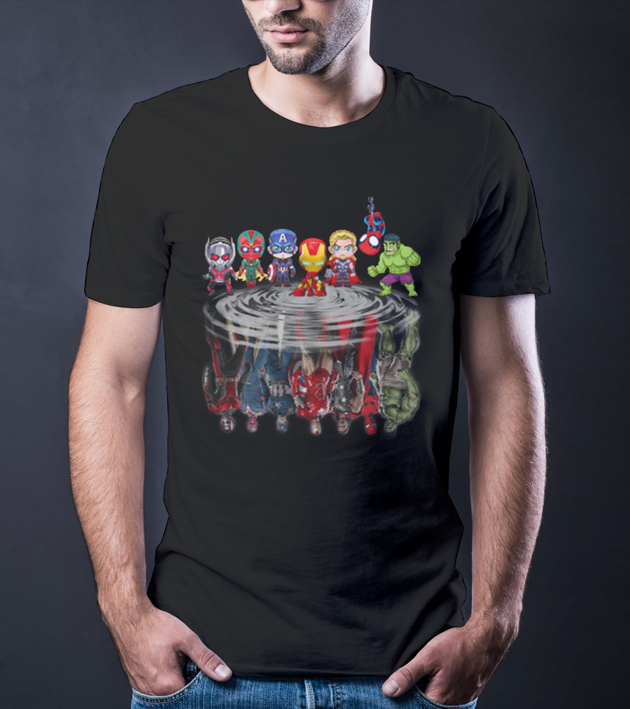 Chibi Avengers Reflection Iron Man Captain America Hulk Spider-Man Thor Vision Ant-Man T-Shirt