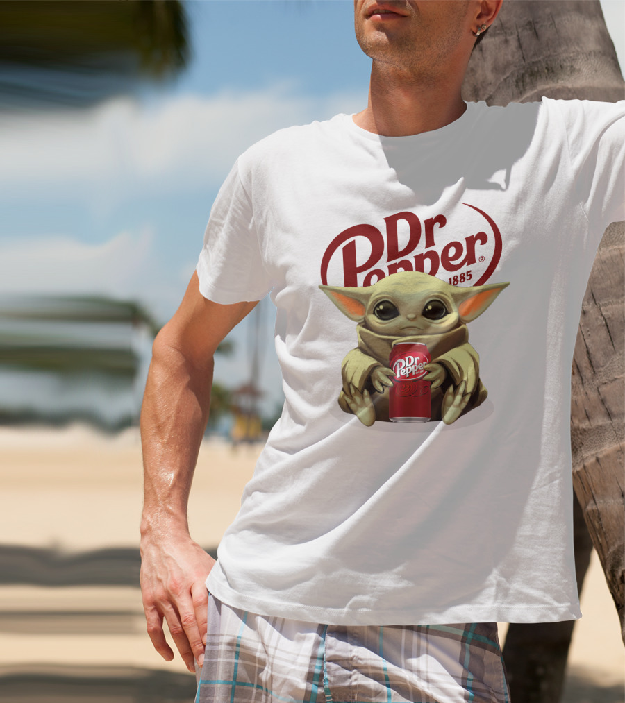 Dr Pepper 1885 Baby Yoda Holding Dr Pepper Can T-Shirt