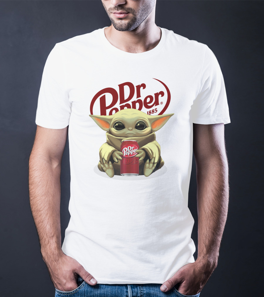 Dr Pepper 1885 Baby Yoda Holding Dr Pepper Can T-Shirt