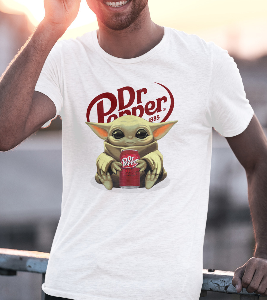 Dr Pepper 1885 Baby Yoda Holding Dr Pepper Can T-Shirt