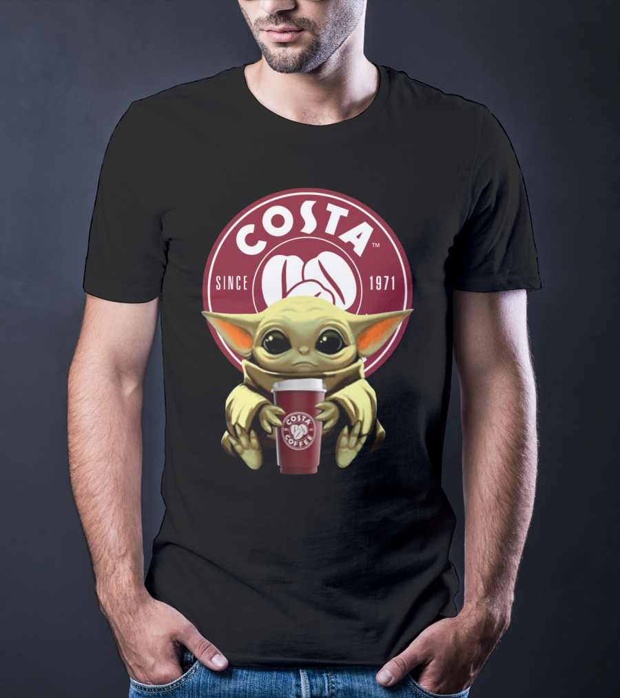 Baby Yoda Holding Costa Coffee Cup Since 1971 T-Shirt