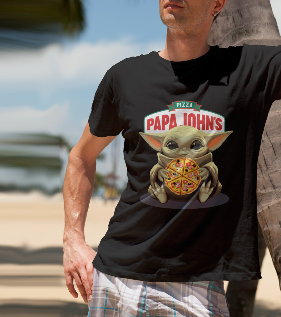 Baby Yoda Holding Papa John's Pizza T-Shirt