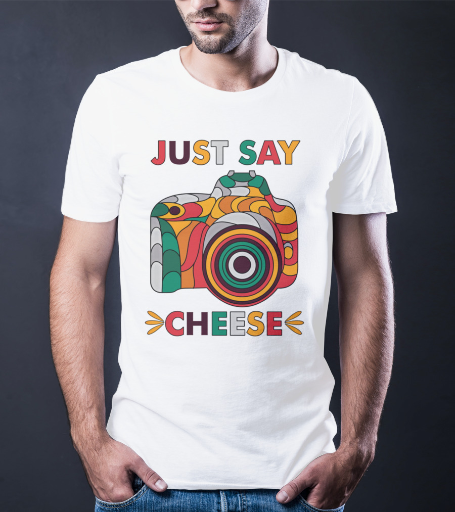 Just Say Cheese Colorful Camera T-Shirt