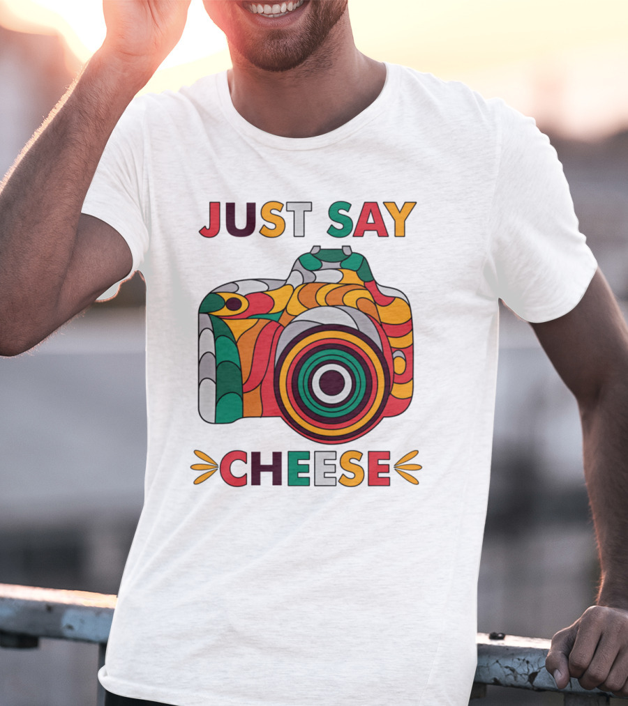 Just Say Cheese Colorful Camera T-Shirt