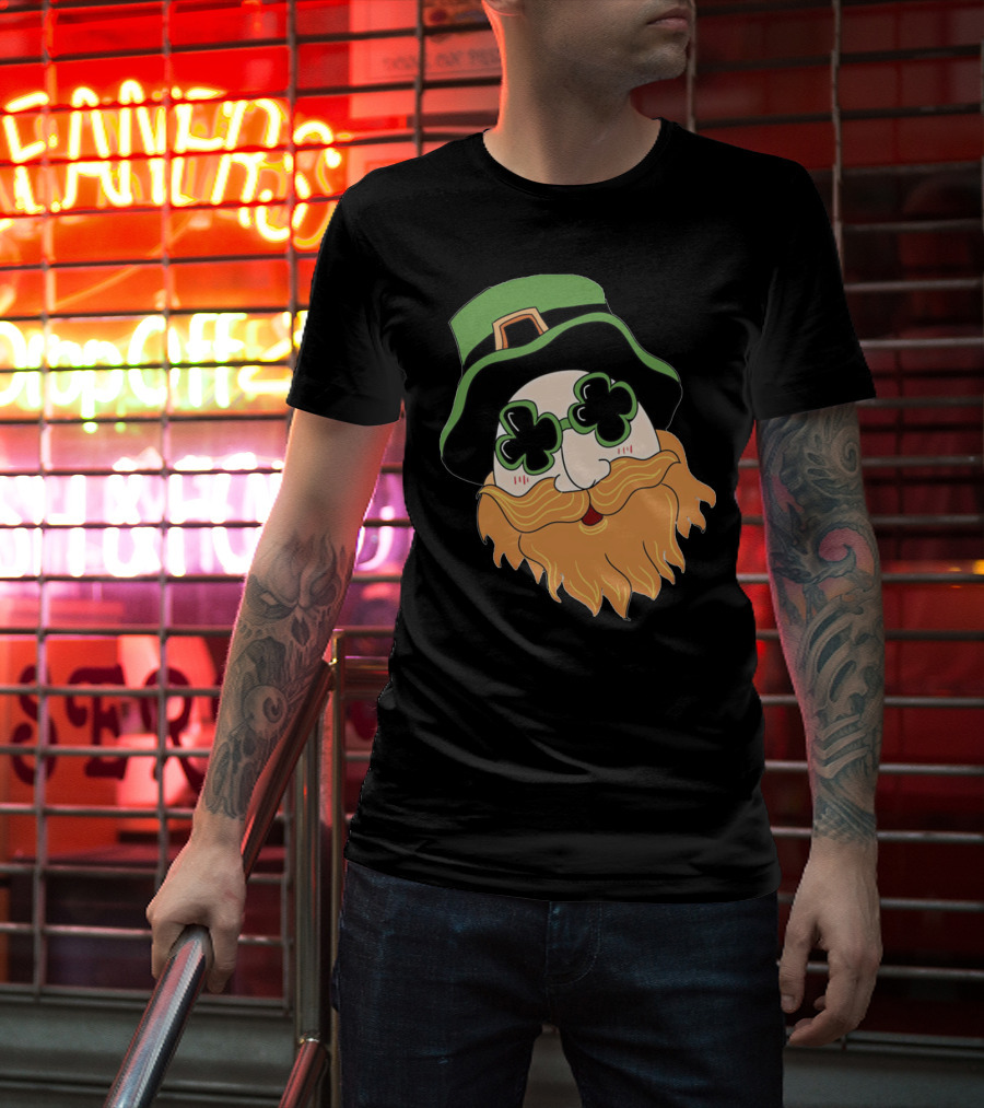 Green Hat Lucky Shamrock Beard T-Shirt