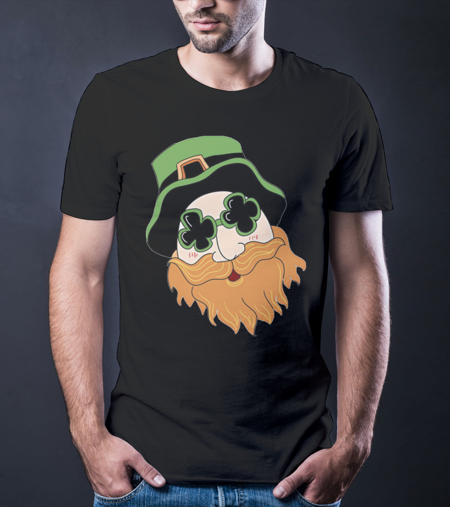 Green Hat Lucky Shamrock Beard T-Shirt