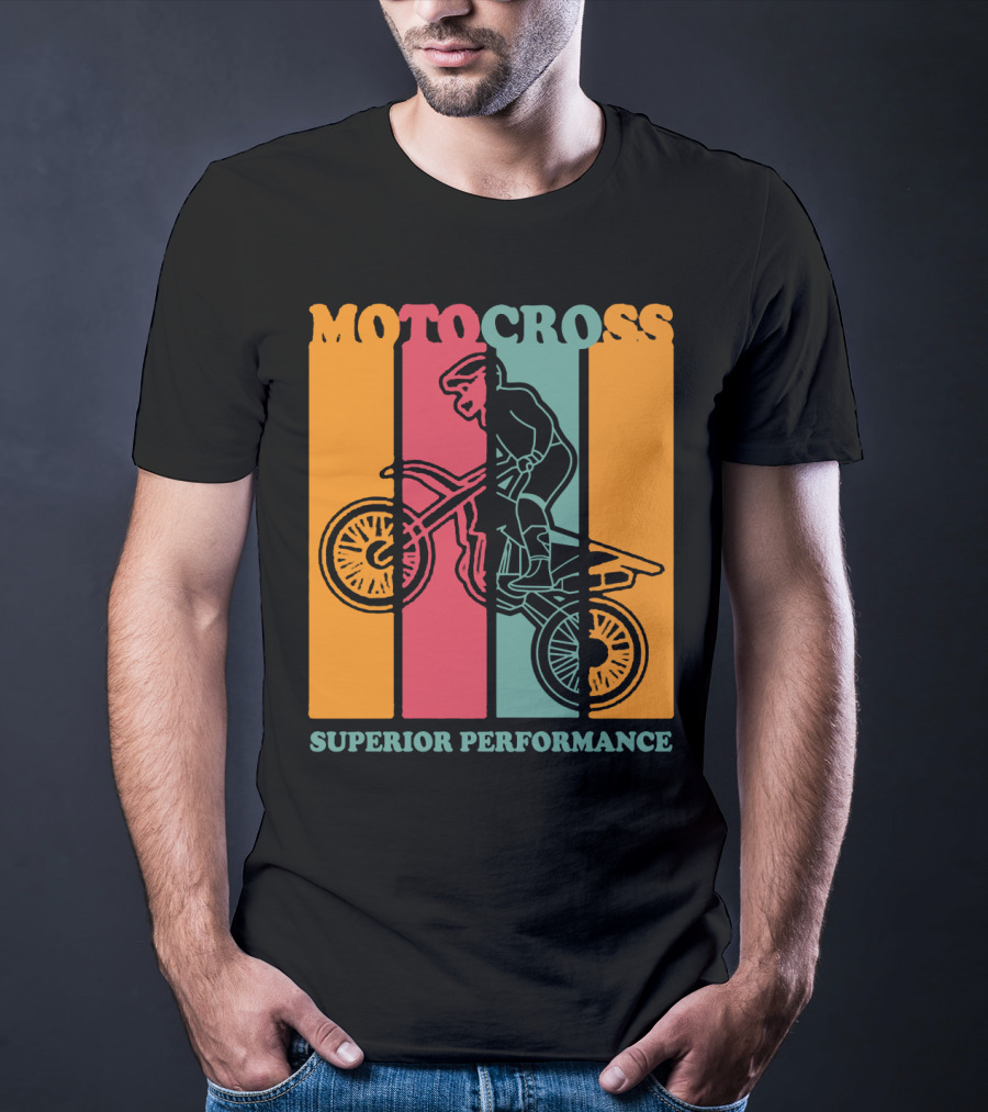 Moto Cross Superior Performance Vintage Stripes Rider T-Shirt