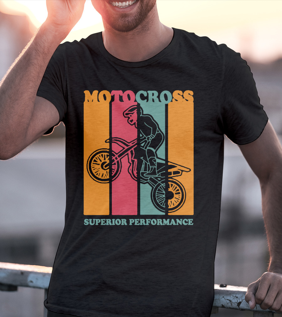 Moto Cross Superior Performance Vintage Stripes Rider T-Shirt