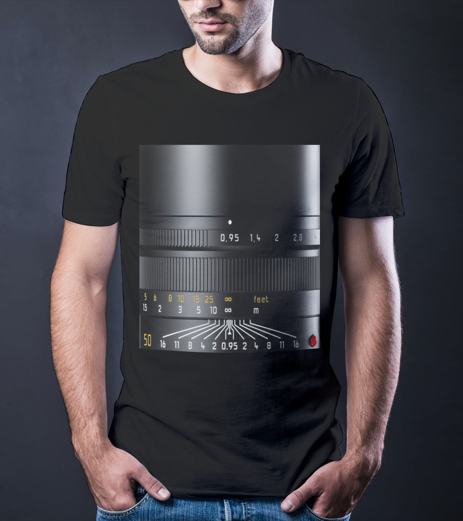 Photographer Camera Lens Detail 50mm 0.95 Aperture Measurement T-Shirt