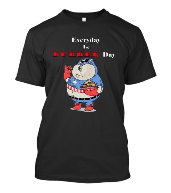 Everyday Is Burger Day Fat Captain America T-Shirt