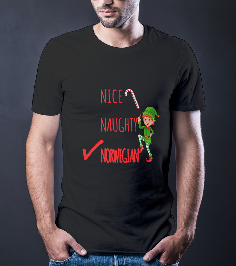 Nice Naughty Norwegian Elf Christmas Checklist T-Shirt