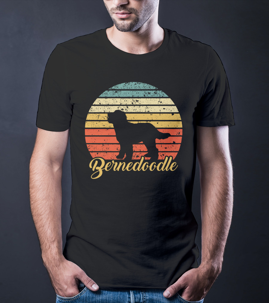Retro Striped Bernedoodle T-Shirt